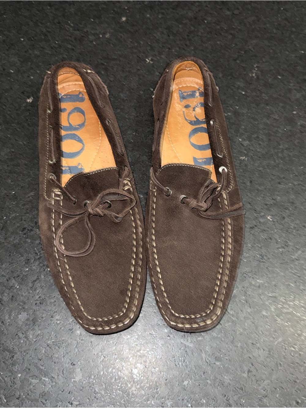 UEC 1901 Dark Brown Genuine Suede Leather Driving Moccasin Loafers SZ 12